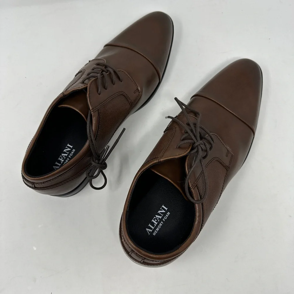 NEW Alfani Victor Men’s Brown Lace Shoes Size 9 M Faux Leather